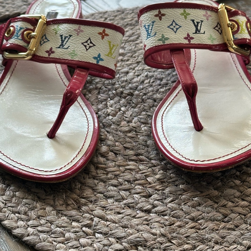 Louis Vuitton Red and White Sandals